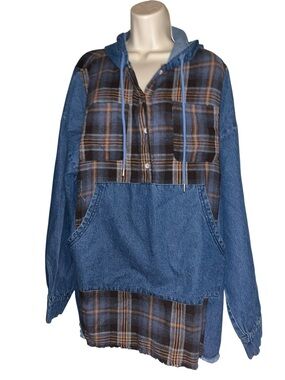 BlueVelvet Prototype Hoodie in Flannel and Denim Tunic